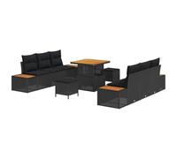 vidaXL Ensemble de canapé de Jardin 9 pcs Noir 80 x 80 x 71 cm, Canapé modulable pour Jardin et terrasse, Rangement rectangulaire, Assise résistante pour Votre Patio.