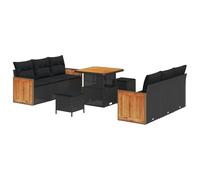 vidaXL Ensemble de canapé de Jardin 9 pcs Noir 80 x 80 x 71 cm, Ensemble de Meubles de Jardin, sièges Modernes, matériaux résistants aux UV, Coussins Amovibles, canapé Lounge extérieur