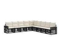 vidaXL Ensemble de canapé de Jardin 9 pcs Noir et Blanc crème, Mobilier de Jardin, canapé d'extérieur, Ensemble modulable, résistant aux intempéries, Housses Amovibles pour Entretien Facile