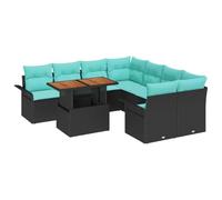 vidaXL Ensemble de canapé de Jardin 9 pcs Noir Poly rotin, Ensemble de Meubles de Jardin Tendance, canapé modulaire, assises résistantes aux intempéries, Design Anti-UV