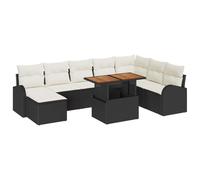 vidaXL Ensemble de canapé de Jardin 9 pcs Noir Poly rotin, Ensemble Jardin et Terrasse, Canapé Modular, Rangement Ample, Meubles Patio Rectangulaires, Design Moderne