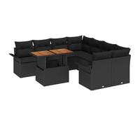 vidaXL Ensemble de canapé de Jardin 9 pcs Noir Poly rotin, Jardin et Terrasse, Canapé Rectangulaire en Rotin, Module Pratique pour Dîner en Plein Air, Design Moderne
