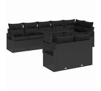 vidaXL Ensemble de canapé de Jardin 9 pcs Noir Poly rotin, Salon de Jardin Moderne, canapé modulable, Pieds Ajustables, Lounge en rotin Confortable, Assise Flexible