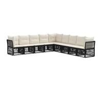 vidaXL Ensemble de canapé de Jardin 9 pcs Noir polyrotin, Canapé Modulaire Moderne, Résistant aux Intempéries, Parfait pour Détente, Mobilier de Patio, Coussiné pour Le Jardin
