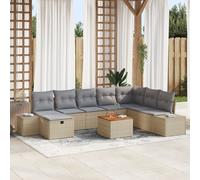 Vidaxl Ensemble De Canapé De Jardin 9 Pièces Avec Coussins Beige En Poly Rattan Beige