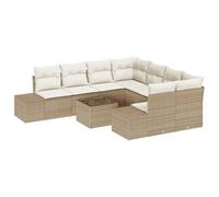 Vidaxl Ensemble De Canapé De Jardin 9 Pièces Beige Et Crème Poly Rattan