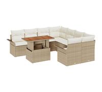 Vidaxl Ensemble De Canapé De Jardin 9 Pièces Avec Coussins Beige Poly Rattan Acacia Beige