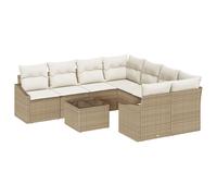 Vidaxl Ensemble De Canapé De Jardin 9 Pièces Avec Coussins Beige Rotin Synthétique Beige