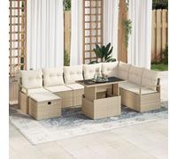 Vidaxl Ensemble De Canapé De Jardin 9 Pièces Avec Coussins Beige, Vidaxl Canapé De Jardin 2 Places Avec Coussins Beige