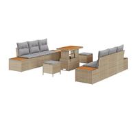 Vidaxl Ensemble De Canapé De Jardin De 9 Pièces Avec Coussins Beige Rattan Acacia Beige