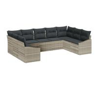 vidaXL Ensemble de canapé de Jardin 9 pièces avec Coussins en Rattan Poly Gris Clair