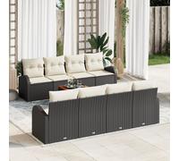 Vidaxl Ensemble De Canapé De Jardin 9 Pièces Avec Coussins En Rotin Noir Et Acacia Noir