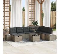 Vidaxl Ensemble De Canapé De Jardin 9 Pièces Avec Coussins Gris En Rotin Synthétique