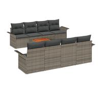 Vidaxl Ensemble De Canapé De Jardin 9 Pièces Avec Coussins Gris Poly Rattan Acacia Gris