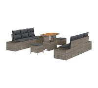 vidaXL Ensemble de canapé de Jardin 9 pièces avec Coussins Gris Poly Rotin Acacia