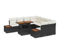 vidaXL Ensemble de canapé de Jardin 9 pièces avec des Coussins en polyrotin Noir. Mobilier modulable pour Les Repas en extérieur. Design Ajustable, Collection Moderne pour Le Salon de terrasse.
