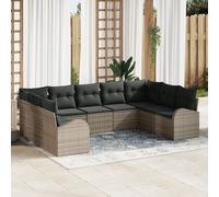 Vidaxl Ensemble De Canapé De Jardin 9 Pièces Gris Rotin, Polyester Gris