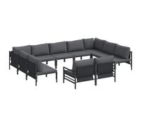 vidaXL Ensemble de canapé de Jardin Anthracite Acier, Espace extérieur, Arrangement modulable, Ensemble Salon Chic, détente au Jardin, sièges Confortables pour se Relaxer