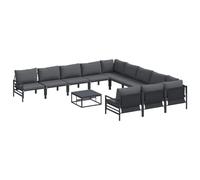 vidaXL Ensemble de canapé de Jardin Anthracite Acier, Espace extérieur, Arrangement modulable, Ensemble Salon Chic, détente au Jardin, sièges Confortables pour se Relaxer