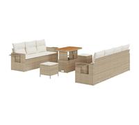 vidaXL Ensemble de canapé de Jardin avec Coussin 10 pcs Beige et crème, Ensemble Moderne en Poly Rattan pour Jardin et terrasse, résistant aux UV, avec Coussins Amovibles, Coin Salon extérieur