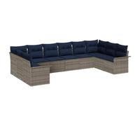 vidaXL Ensemble de canapé de Jardin avec Coussin 10 pcs Gris polyrotin, Canapé de Jardin Chic et modulable, léger, résistant aux UV, avec rangements Pratiques Inclus