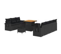vidaXL Ensemble de canapé de Jardin avec Coussin 10 pcs Noir, Ensemble Moderne en Poly Rattan pour Jardin et terrasse, résistant aux UV, avec Coussins Amovibles, Coin Salon extérieur
