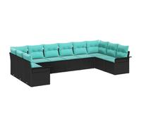 vidaXL Ensemble de canapé de Jardin avec Coussin 10 pcs Noir polyrotin, Canapé de Jardin Chic et modulable, léger, résistant aux UV, avec rangements Pratiques Inclus