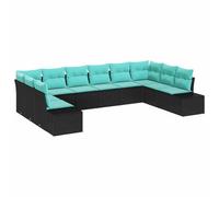 vidaXL Ensemble de canapé de Jardin avec Coussin 10 pcs Noir polyrotin, Jardin et Terrasse, Ensemble Lounge en Rotin Moderne, Mobilier Résistant aux Intempéries, Canapé Modulaire