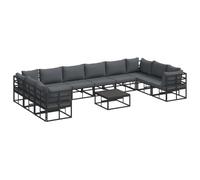 Vidaxl Ensemble De Canapé De Jardin 11 Pcs Noir 70 X 70 X 32 Cm
