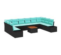 vidaXL Ensemble de canapé de Jardin avec Coussin 11 pcs Noir polyrotin, Canapé modulaire, résistant aux UV, Durable, pour l'extérieur, Set de Jardin, Salon décontracté, mobilier de Patio