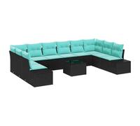 vidaXL Ensemble de canapé de Jardin avec Coussin 11 pcs Noir polyrotin, Jardin et Terrasse, Ensemble Lounge en Rotin Moderne, Mobilier Résistant aux Intempéries, Canapé Modulaire