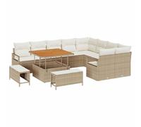 vidaXL Ensemble de canapé de Jardin avec Coussin 12 pcs Beige et crème, Ensemble de canapés de Jardin, Pieds réglables, assises Flexibles, Confort extérieur, Meubles pour été
