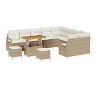 vidaXL Ensemble de canapé de Jardin avec Coussin 12 pcs Beige et crème, Ensemble de canapés de Jardin, Pieds réglables, assises Flexibles, Confort extérieur, Meubles pour été