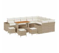 vidaXL Ensemble de canapé de Jardin avec Coussin 13 pcs Beige et crème, Canapé Moderne pour Jardin et terrasse, Assise d'extérieur Ergonomique, résistante aux intempéries, UV, Plusieurs pièces