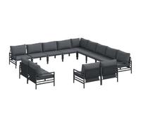 vidaXL Ensemble de canapé de Jardin avec Coussin 13 pcs Noir Acier, Jardin et terrasse, Ensemble Moderne de mobilier, canapé extérieur, Design Respirant, Coin Lounge d'été