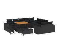 vidaXL Ensemble de canapé de jardin avec coussins 13 pcs Noir 100 x 100 x 71 cm