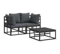vidaXL Ensemble de canapé de Jardin avec Coussin 3 pcs Noir Aluminium, Mobilier de Jardin Moderne, Ensemble canapé, Salon extérieur Super, Confort et Style garantis