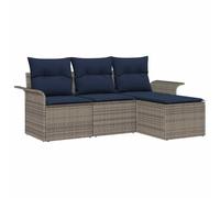 vidaXL Ensemble de canapé de Jardin avec Coussin 4 pcs Gris polyrotin, Ensemble de canapés Jardin et terrasse, Meubles Modernes, légers, résistants aux UV, Parfaits pour l'extérieur