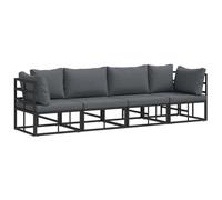 vidaXL Ensemble de canapé de Jardin avec Coussin 4 pcs Noir Aluminium, Salon de Jardin et terrasse, canapé modulable, mobilier résistant aux intempéries, Espace détente Personnalisable