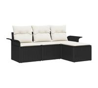 vidaXL Ensemble de canapé de Jardin avec Coussin 4 pcs Noir Poly rotin, Ensemble de mobilier d'extérieur Moderne, sièges élégants pour Patio, canapés résistants au Temps, Divan Ajustable.