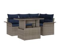 vidaXL Ensemble de canapé de Jardin avec Coussin 5 pcs Gris polyrotin, Canapé de Jardin Moderne, matériaux résistants aux UV, mobilier léger, sièges Flexibles, Confort sur la terrasse