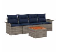 vidaXL Ensemble de canapé de Jardin avec Coussin 5 pcs Gris polyrotin, Ensemble canapé de Jardin, canapé extérieur modulable, léger, résistant aux UV, Demande Un Peu de Montage