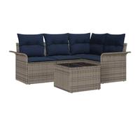 vidaXL Ensemble de canapé de Jardin avec Coussin 5 pcs Gris polyrotin, Ensemble modulaire en polyrotin, Table réglable, canapé extérieur Ergonomique, Jardin et terrasse