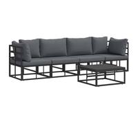 vidaXL Ensemble de canapé de Jardin avec Coussin 5 pcs Noir Aluminium, Salon de Jardin et terrasse, canapé modulable, mobilier résistant aux intempéries, Espace détente Personnalisable