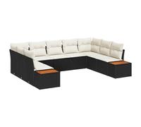 vidaXL Ensemble de canapé de Jardin avec Coussin 5 pcs Noir et crème, Canapé modulable pour Jardin et terrasse, Salon d'extérieur, Meuble al Fresco, Parfait pour Le Printemps, l'été.
