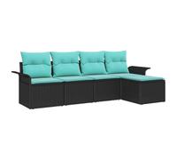 vidaXL Ensemble de canapé de Jardin avec Coussin 5 pcs Noir polyrotin, Canapé Modulaire d'extérieur, léger et Robuste, Meuble de Jardin rectangulaire, résistant aux UV, avec rangements