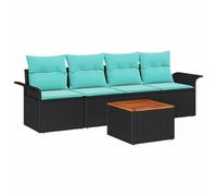 vidaXL Ensemble de canapé de Jardin avec Coussin 5 pcs Noir polyrotin, Ensemble canapé de Jardin, canapé extérieur modulable, léger, résistant aux UV, Demande Un Peu de Montage