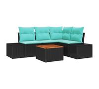 vidaXL Ensemble de canapé de Jardin avec Coussin 5 pcs Noir polyrotin, Ensemble de mobilier de Jardin Moderne, canapé modulable, Confort de détente, résistant aux intempéries