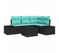 vidaXL Ensemble de canapé de Jardin avec Coussin 5 pcs Noir polyrotin, Mobilier de Jardin et terrasse, canapé Patio léger, résistant aux UV, mobilier Polyvalent, Assise Tout Temps