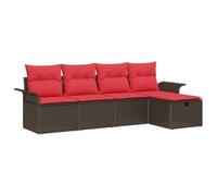 vidaXL Ensemble de canapé de Jardin avec Coussin 5 pcs Poly rotin, Canapé de Jardin et terrasse, Moderne, léger, résistant aux UV, avec rangements pour l'extérieur